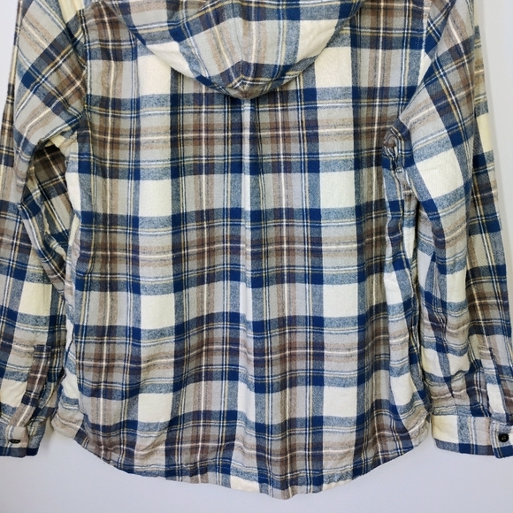 LL Bean Scotch Plaid Flannel Shirt Relaxed Fit Zip Hoodie Granola Size Small - Picture 6 of 15